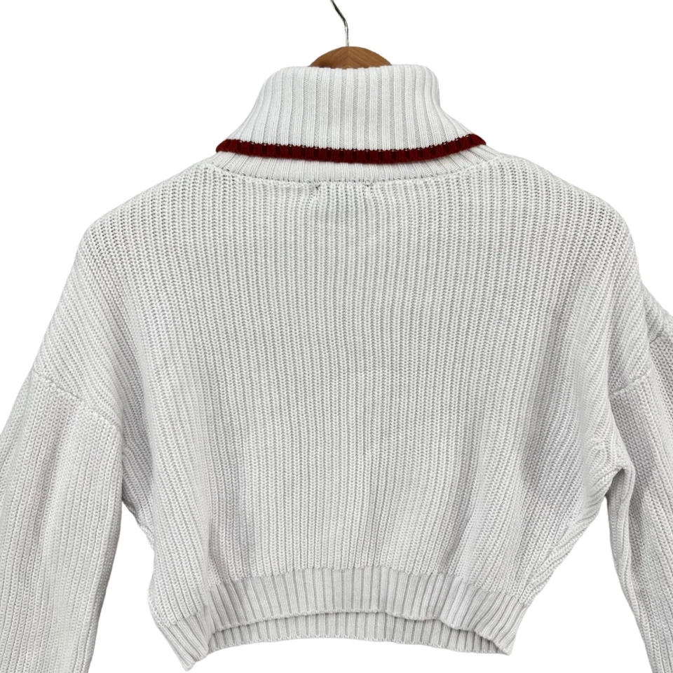 Suéter True Religion Cuello Alto Recortado Mujer Blanco Algodón Viscosa Talla XS Foto 2 de 4