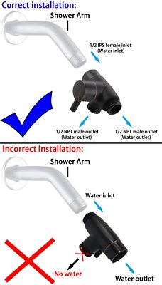 G-Prime 3-Way Shower Arm Diverter – Oil Rubbed Bronze, Solid Metal, T Adapter Replacement, G 1/2 Thread-708496