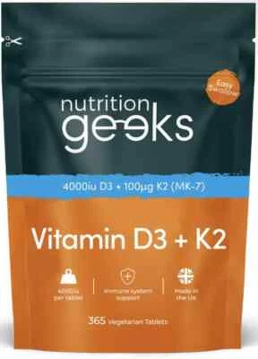BRANDED Vitamin D3 4000 iu & Vitamin K2 MK7 100μg- 1 Year Supply, Vitamin D3 K2 365 Tabs