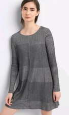 Gap Women's Gray Long Sleeve Plaited Ribbed Casual Swing Sweater Dress Size XS