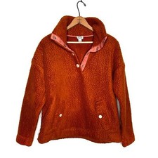 J. Crew Woman's Snap-collar Sherpa in Polartec Fleece in Adobe Size Small