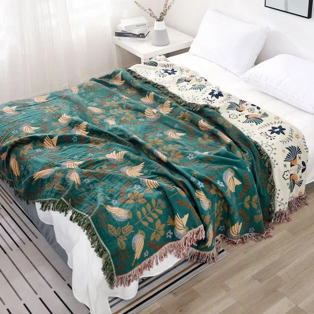 Large Boho Sofa Throw Blanket with Tassels,100% Cotton Woven Blanket,Bedspread - Image 2 of 4