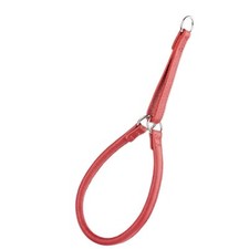 Dog Pet Round Leather Martingale Collar W1/2" - L28", Red