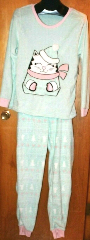 Conjunto de 2 piezas de pijama/ropa de dormir verde polar Joe Boxer Juniors gato Foto 2 de 4