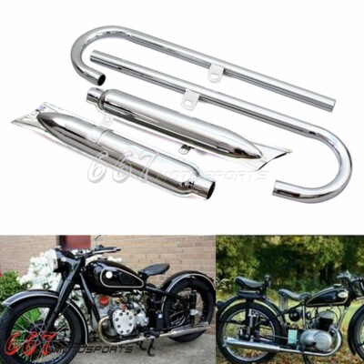 Chrome Fishtail Exhaust Muffler Pipes 32HP for BMW M1 M72 R71 R12 CJ Dnepr MT12