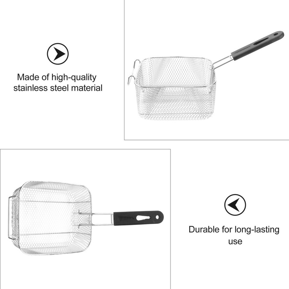 LACOR Snack Servierkorb Edelstahl - Rechteckiger Pommes Korb 21x11x6cm Schwarz