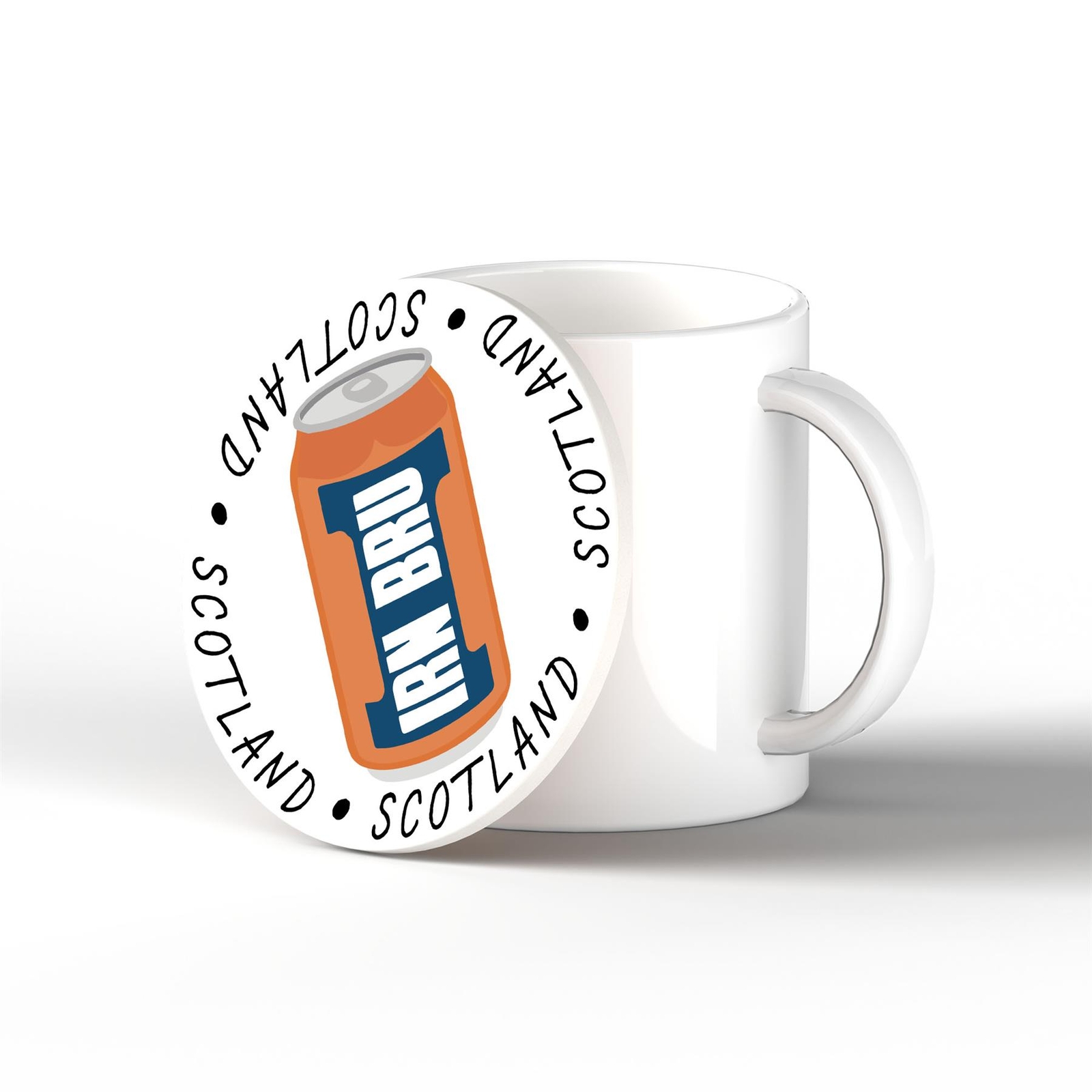 Can Of Iron Bru On A Scotland Theme Ceramic Coaster