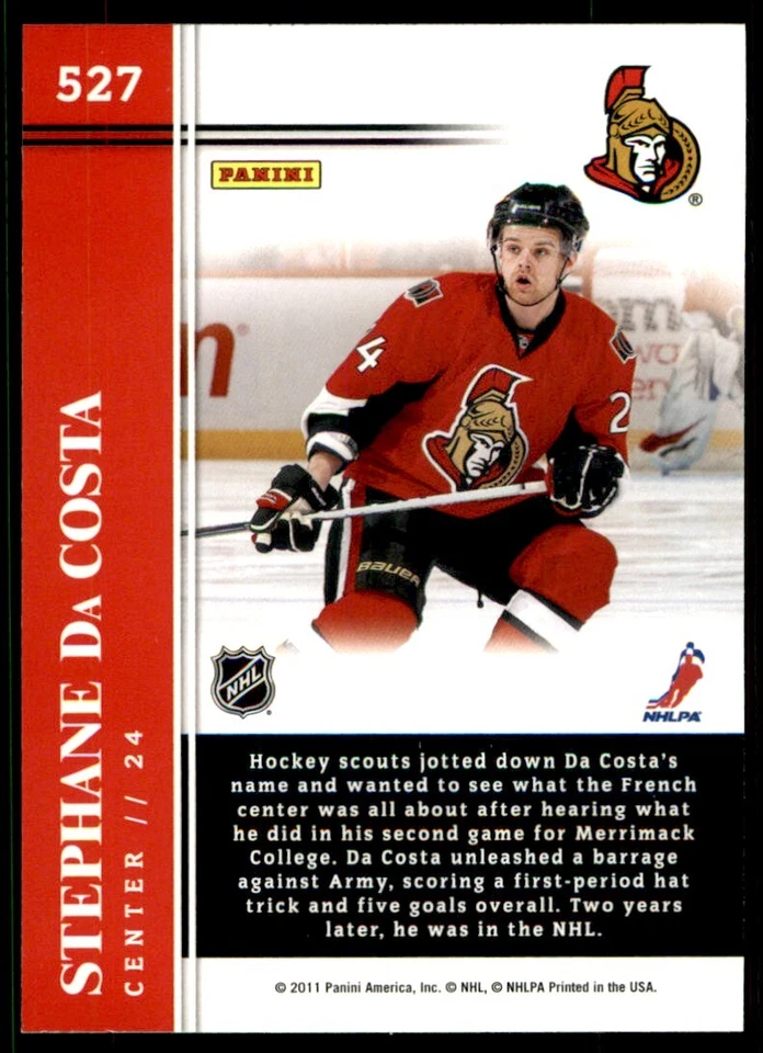 2011-12 Score Hot Rookies Stephane Da Costa RC #527 - Image 2 of 2