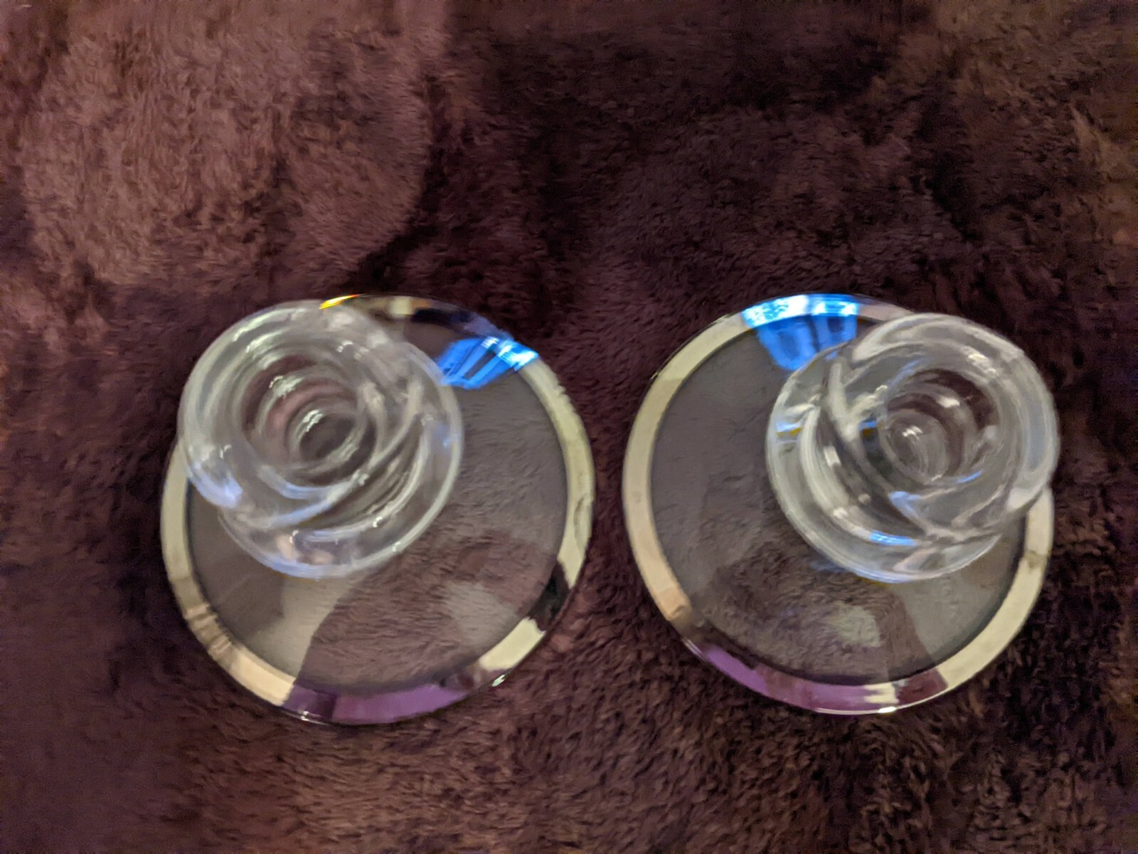 Vintage Silver Edged Glass Candlesticks eBay