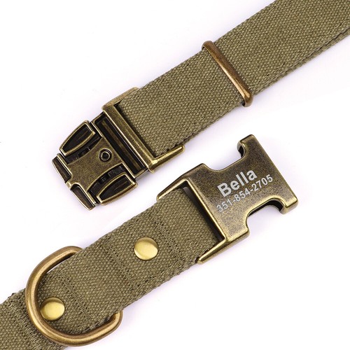Personalised Nylon Dog Collars with Laser Engraved Name Plate Buckle Closure - Picture 11 of 20