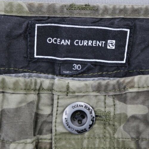 Men's 2016 Ocean Current Camo Cargo Shorts Drawstring Green Size 30 - Picture 3 of 8