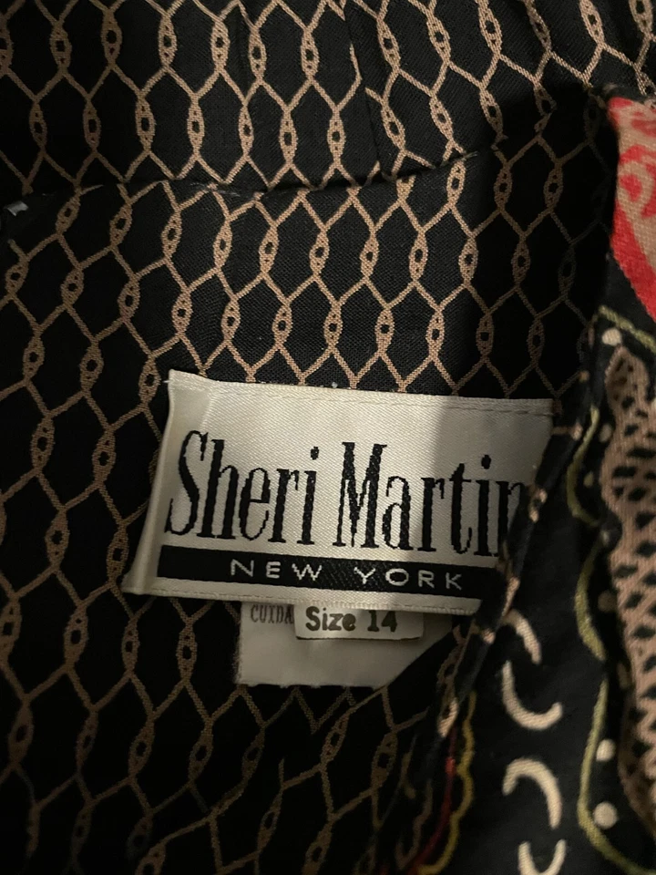 Maxi Vestido Boho Vintage Mujer Talla 14 Negro Abstracto Rayón Manga Corta Años 90 Foto 3 de 4