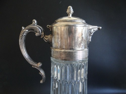 Vintage Crystal Wine Decanter With Silverplate Lid - VGUC - Downton Abbey Style - Foto 4 di 8