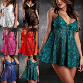 Women's Sexy Lingerie Lace Babydoll Teddy Sleepwear Lace Chemise Dress Underwear