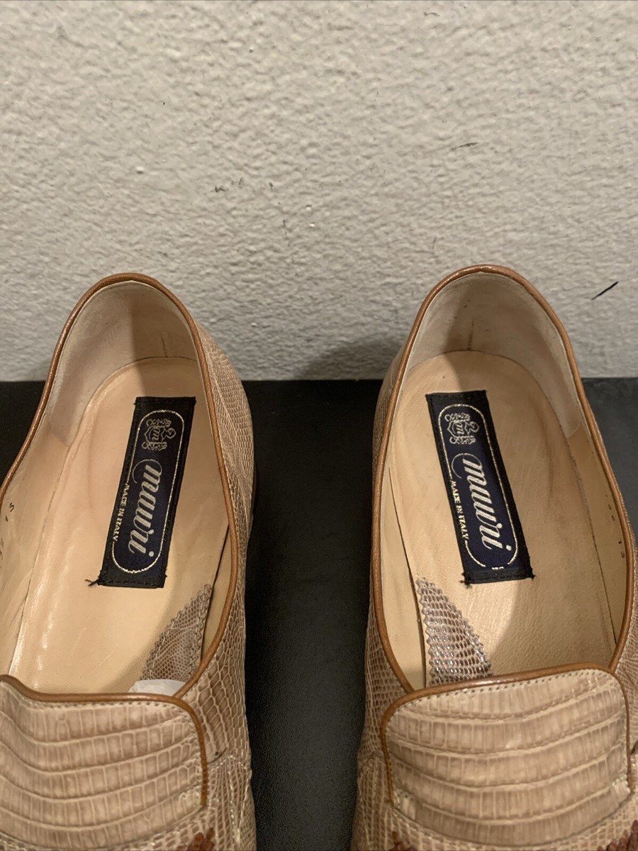Mauri Vintage Brown Lizard Skin Loafers Men’s Size 8.5 Exotic Slip-On Shoes Mauri Vtg Brown All Over Genuine Lizard Tasseled Loafer Slip  main image 4
