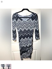 Women’s Black/white Pattern Body con Dress, M-L