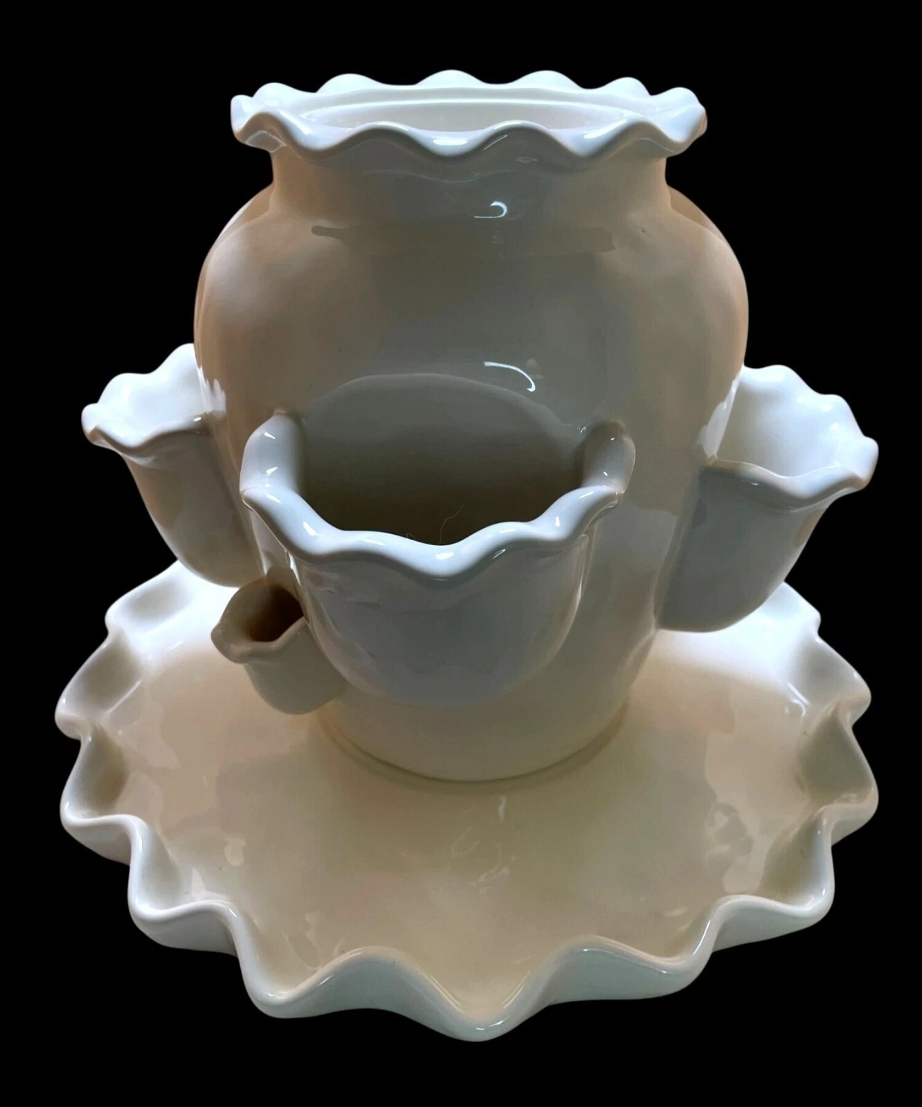 Unique Large White Ceramic Space Saver Appetizer Display Decor/Vase