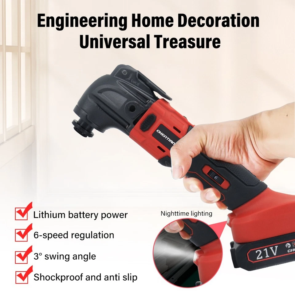  2X Battery 21V Cordless Oscillating Multi Tool Kit Sander Scraper Saw 6 Speeds - Image 4 of 4