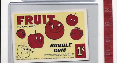 Vintage vending machine display 1c Fruit Flavored bubble gum card 