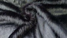 Super Luxury Faux Fur Fabric Material - LONG PILE BLACK BEAR