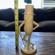 Vintage Planters Mr. Peanut 8.5" Tan Acrylic Plastic Coin Bank