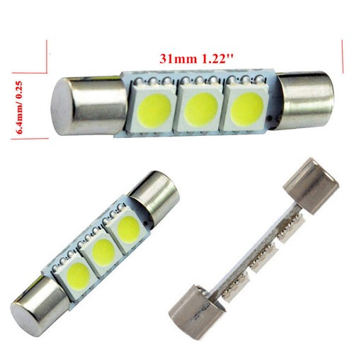 4X 5050 3-SMD 31mm 6641 Fuse LED Bulbs Vanity Mirror Light Sun Visor Lamp White - Picture 5 of 12