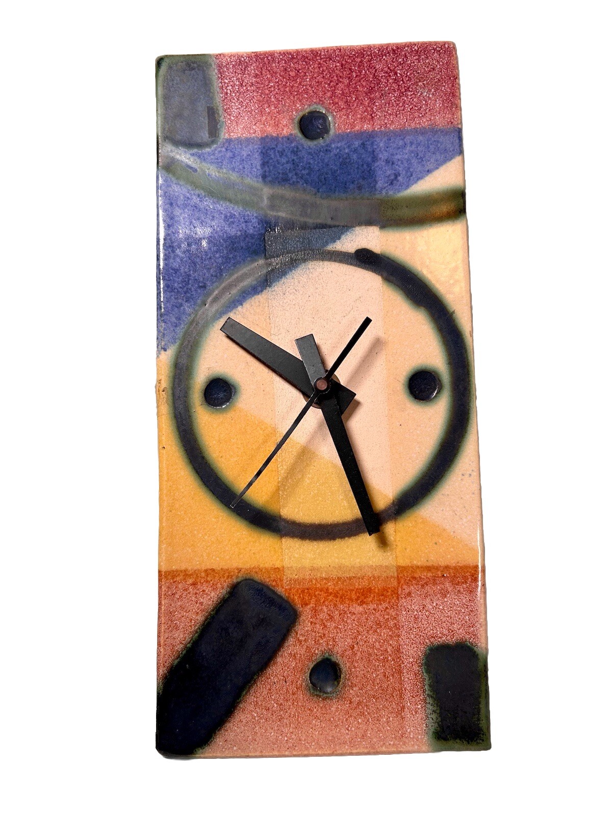 Wall Clock Studio Artisan Signed Art Pottery Ceramic 10