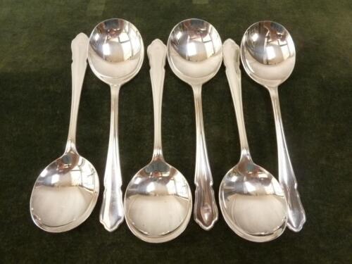 6 Nice Vintage Soup Spoons Dubarry pattern silver plated EPNS A1 - Picture 1 of 1