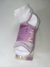 Peds Women's Ankle Socks/White Pink Medium 5-10/6 pack/Lightweight