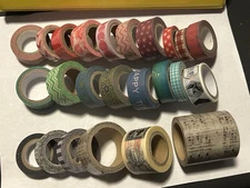 Lot of 24 Rolls of WASHI TAPE - All NEW or Barely Used!! Red Blue Green Misc!!!