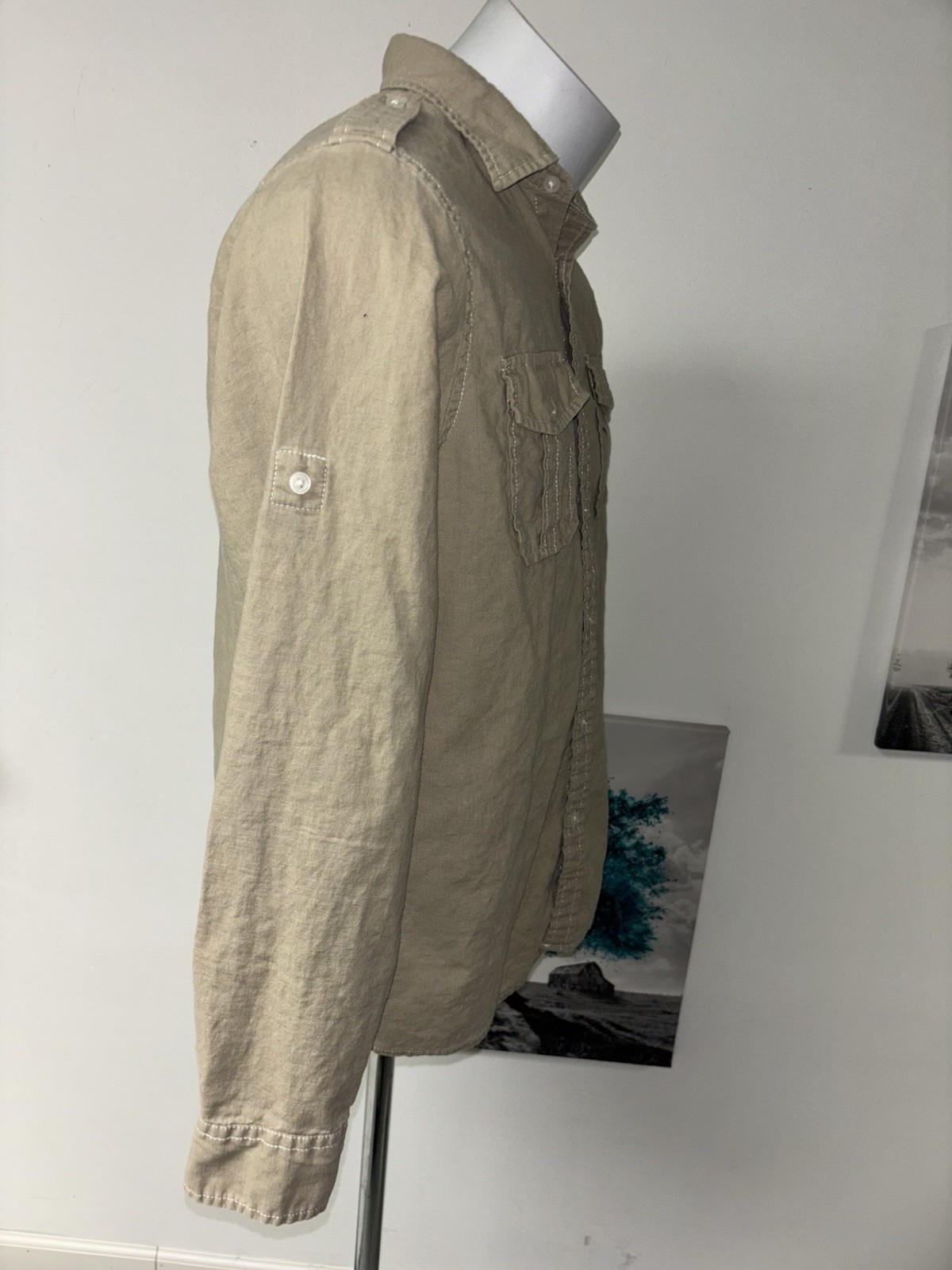 MICHAEL MICHAEL KORS Linen Bled Men’s Button Down Shirt Size L thumbnail 10