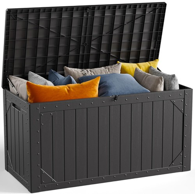 #ad #ad Outdoor Storage Box 100 Gallon Waterproof Resin Deck Gray MAKE CHANGES Organizer $154.99