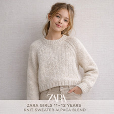 Zara Girls 11-12yr Knit Sweater Alpaka Blend Neutral Ivory Beige Soft Cozy