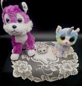 Lot Of 3 Plush Teenie Beenie Buddy Iceburg Seal & TY Unicorn Cat & Purple  Fox