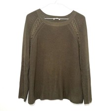 Ann Mashburn Cotton Crew Neck Knit Sweater - Green S