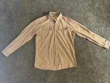 Kuhl Shirt Men’s Medium M Tan Light Brown Long Sleeve Button Hiking Camping