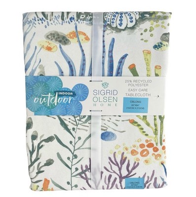 NEW Sigrid Olsen Indoor Outdoor Tablecloth 60'' X 84'' Sea Coral Seats 6-8