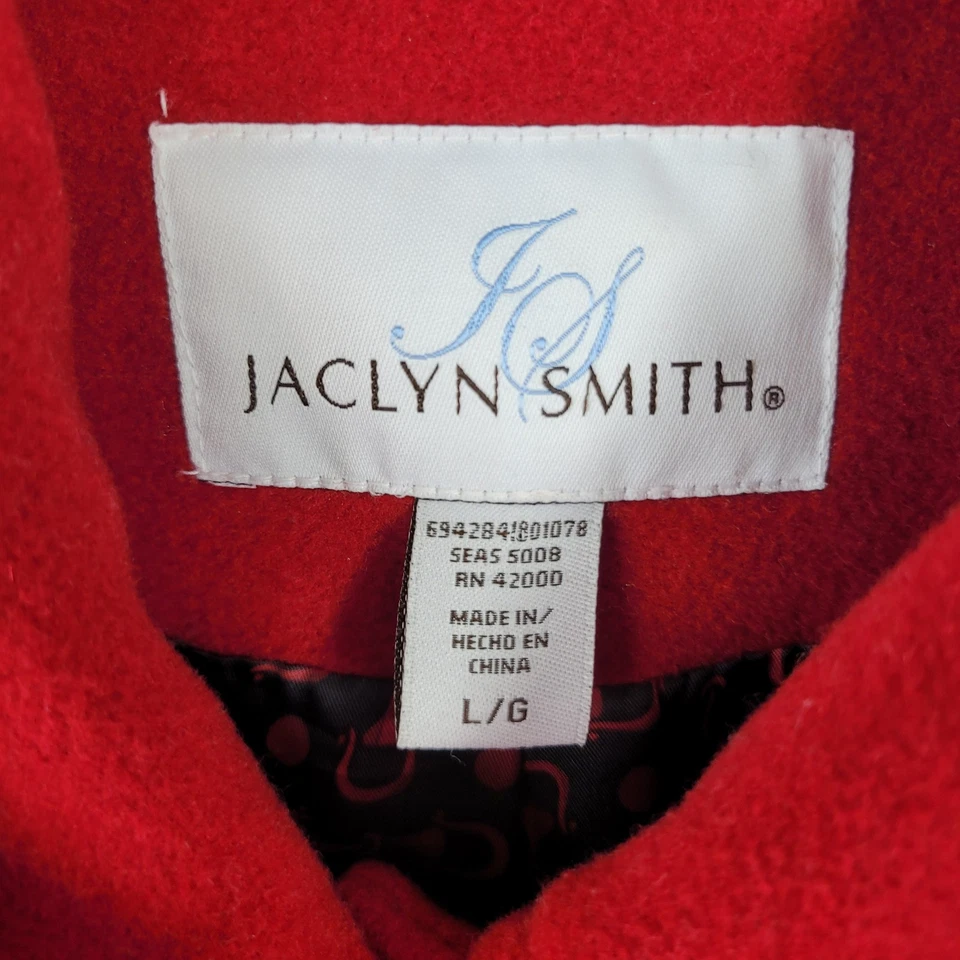 Jaclyn Smith Grande Rojo Lana Chaquetón Chaqueta Invierno Abotonada Abrigo Clásico Foto 4 de 4