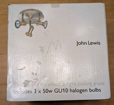 John Lewis Derby Triple Spotlight Polished Brass Effect 3 Light Ceiling Plate