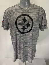 Pittsburgh Steelers Nike Dri-Fit L Large T-Shirt Gray Tee Lightweight Poly NFL