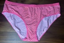 Vtg Victoria Secret  12 Cotton Lingerie Hiphugger Panties L Polka Dot Pink Logo