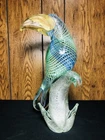 RARE Murano Glass Toucan 13in Sculpture Bird Art Blue Green Striped Gold Silver