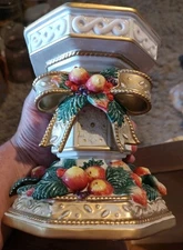 Vintage Fritz and Floyd "Snowy Woods" Christmas 7" Tall Pillar Candle Holder 