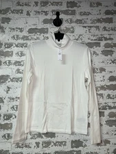 NWT! Gap Classic Chic Business Professional Ribbed Turtleneck T-Shirt - White L