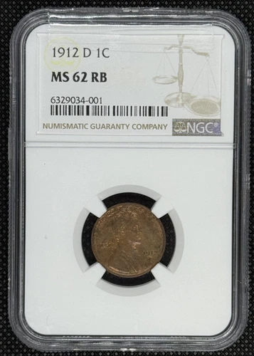 1912 D 1 CENT - MS 62 RB - NGC