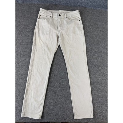 Mott & Bow Jeans Mens 34x32 Beige Slim Taper Light Wash Stretch Denim Pants