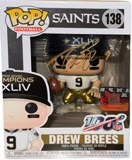 Drew Brees signed Saints SB XLIV Champions Funko Pop Figure #9- Steiner Holo
