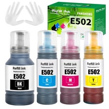 4 Pack T502 Ink Refill Bottles for ET-2850 ET-3850 ET-4850 ET-15000 Printer