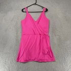 Lands End Swimdress Womens 2X Pink Wrap One Piece Cruise Resort Vacation Pool