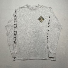 Salty Crew Shirt Mens Large Gray Sink Swim Logo Long Sleeve Tee T-Shirt Surf